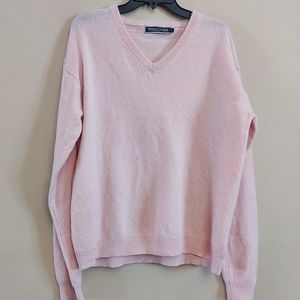 Woolovers Wool Pink Oversized V Neck Sweater Size medium